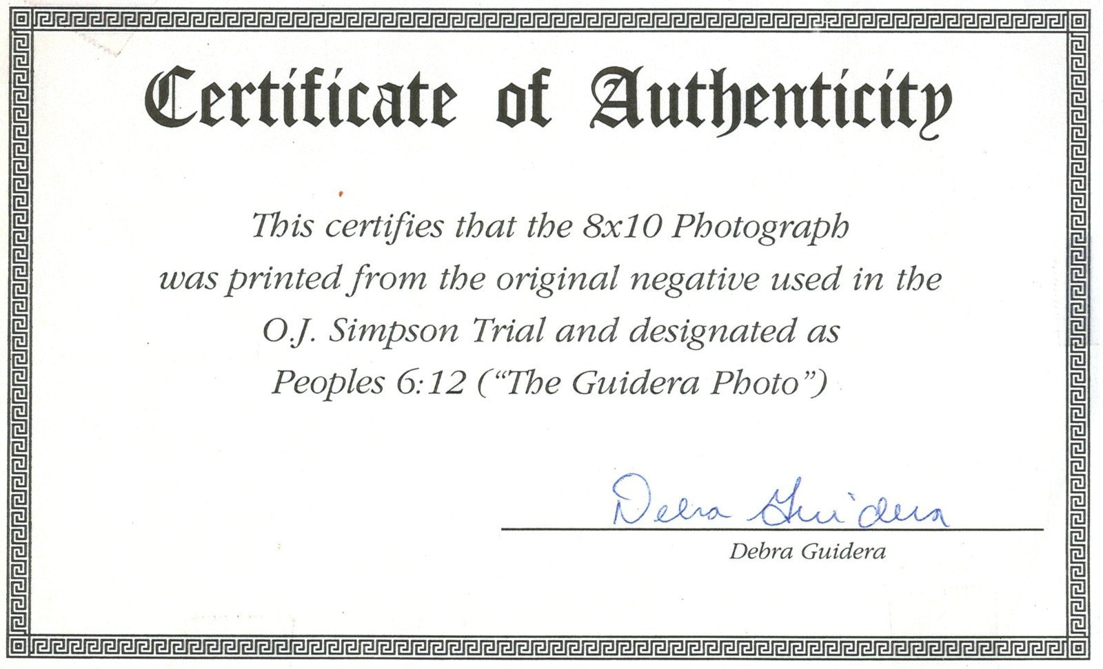 1993 O.J. Simpson Trial Photograph, Gloves. Signed Debra Guidera. COA Provenance2