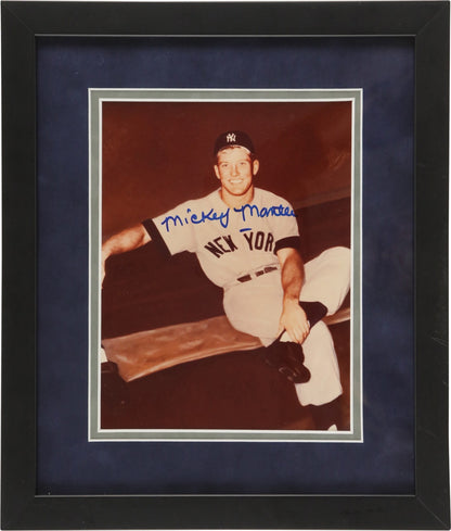 Mickey Mantle Signed &amp; Framed Rookie Era Photograph. JSA0