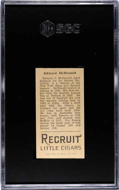 1912 Recruit Little Cigars T207 Edward McDonald SGC Authentic1