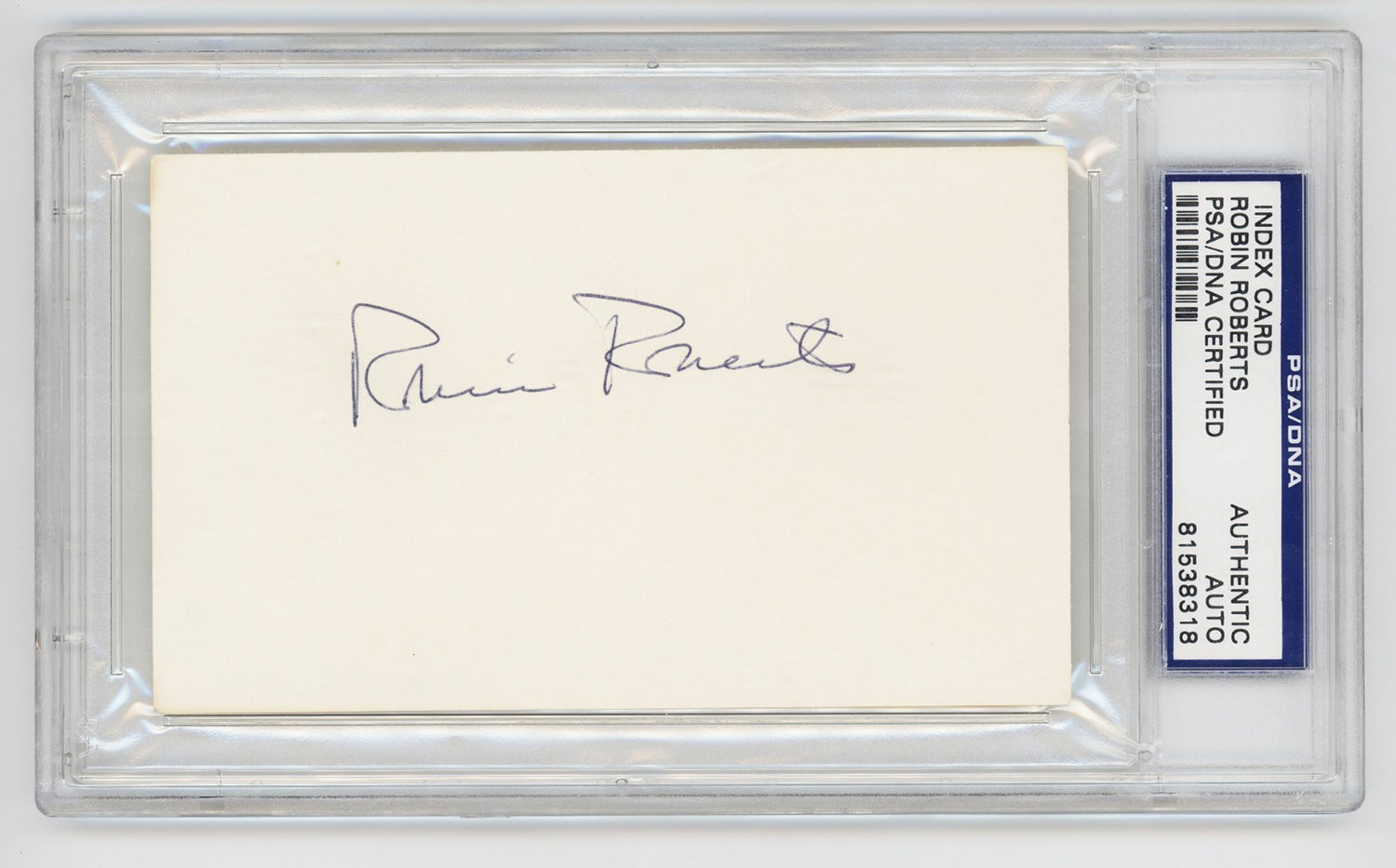 Robin Roberts Signed Index Card. PSA. Philadelphia Phillies Hall of Famer0