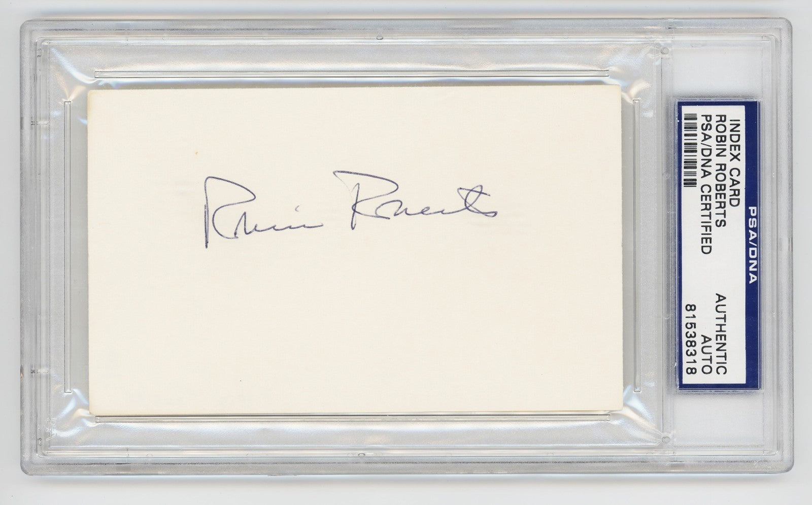 Robin Roberts Signed Index Card. PSA. Philadelphia Phillies Hall of Famer0