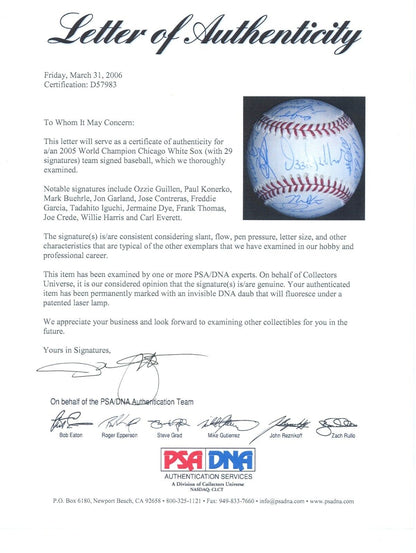 2005 Chicago White Sox Team Signed Baseball. 29 Signatures. PSA/DNA LOA