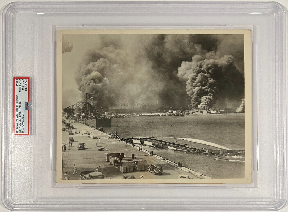 Smoke Fills the Hawaiian Sky—The Bombing of Pearl Harbor. Type 1 Original Photo