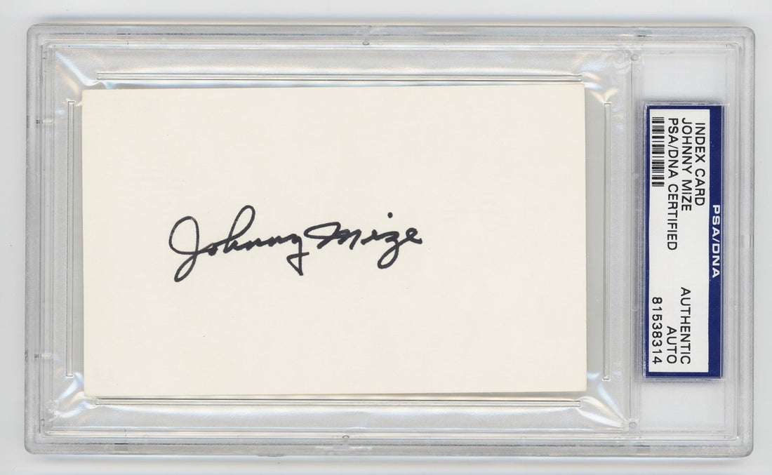 Johnny Mize Signed Index Card. PSA. NY Giants &amp; Yankees Hall of Famer0