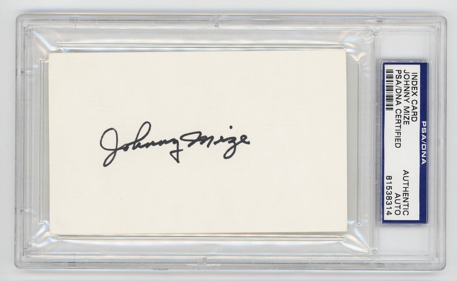 Johnny Mize Signed Index Card. PSA. NY Giants &amp; Yankees Hall of Famer0