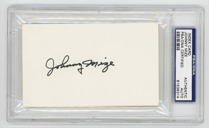 Johnny Mize Signed Index Card. PSA. NY Giants &amp; Yankees Hall of Famer0
