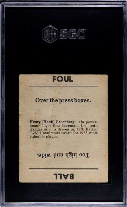 1936 Goudey Hank Greenberg, SGC 1.51
