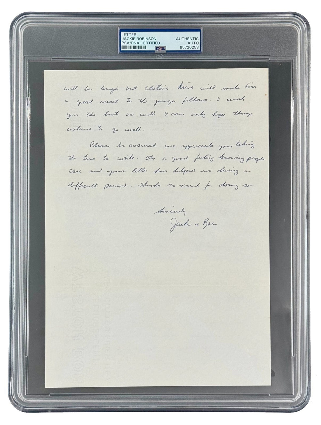 Rare Jackie Robinson Handwritten &amp; Signed Letter to Elston Howard. PSA1