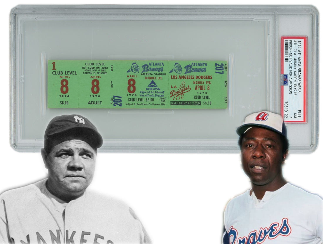 Hank Aaron 715th Home Run Full Proof Ticket – April 8, 1974. PSA 70
