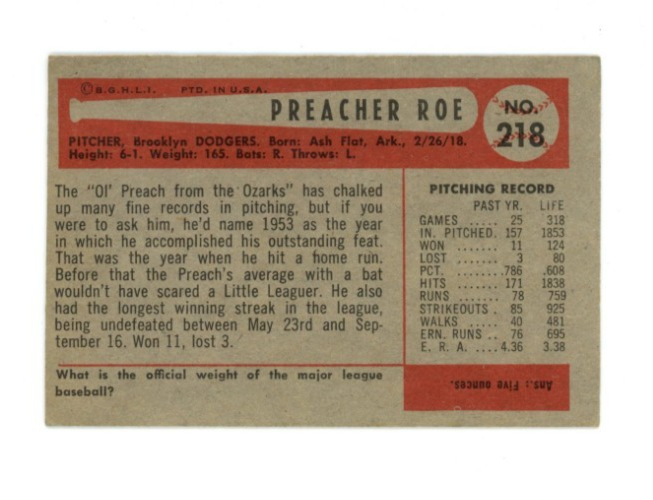 1954 Bowman Preacher Roe1