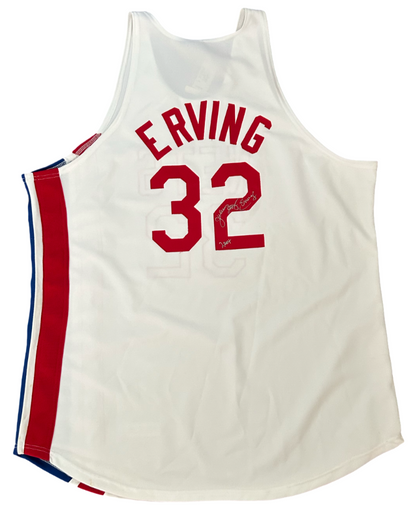 Julius Erving Dr. J Signed Jersey. NY Nets White Mitchell Ness Size 54 JSA0