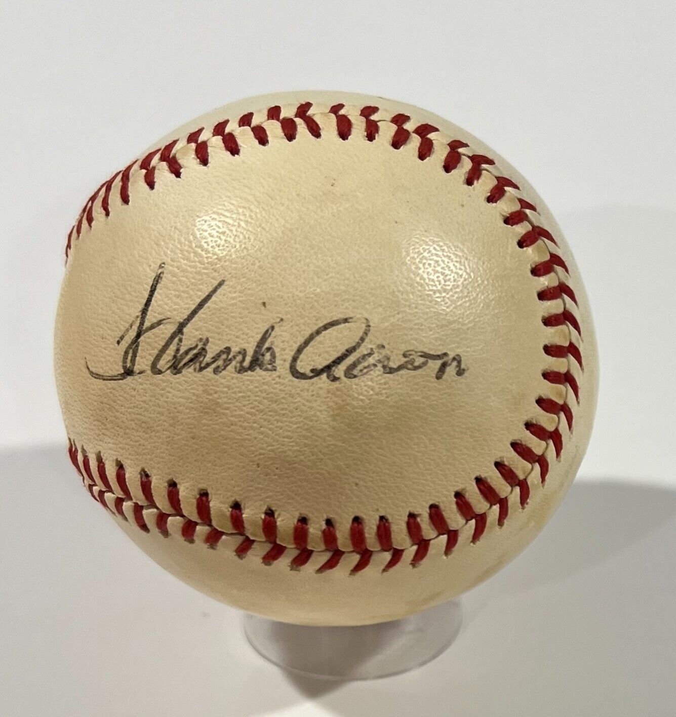 Hank Aaron &amp; Roger Maris Signed Baseball. Home Run Kings. PSA LOA