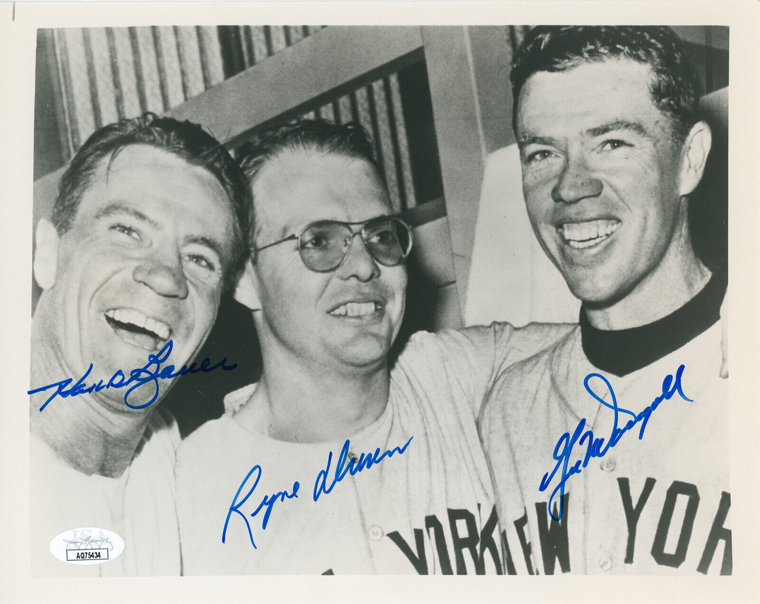 Hank Bauer, Ryne Duren, Gil McDougald Signed 8x10 Photo. 1960&