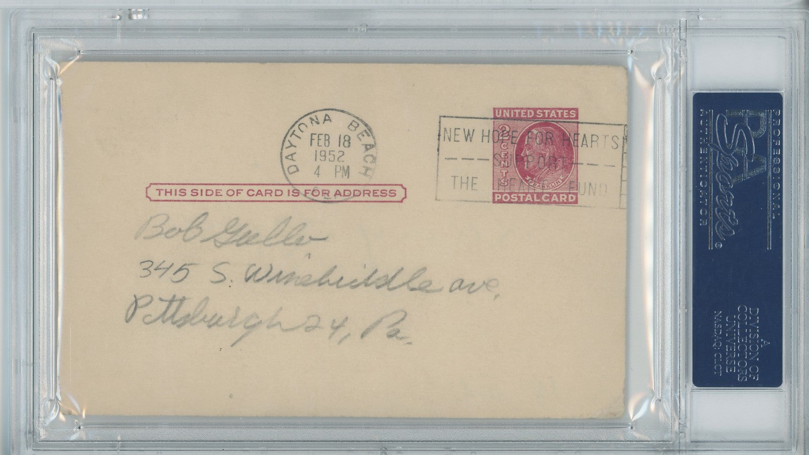 Nap Larry Lajoie Signed 1952 Government Postcard GPC. Auto PSA2