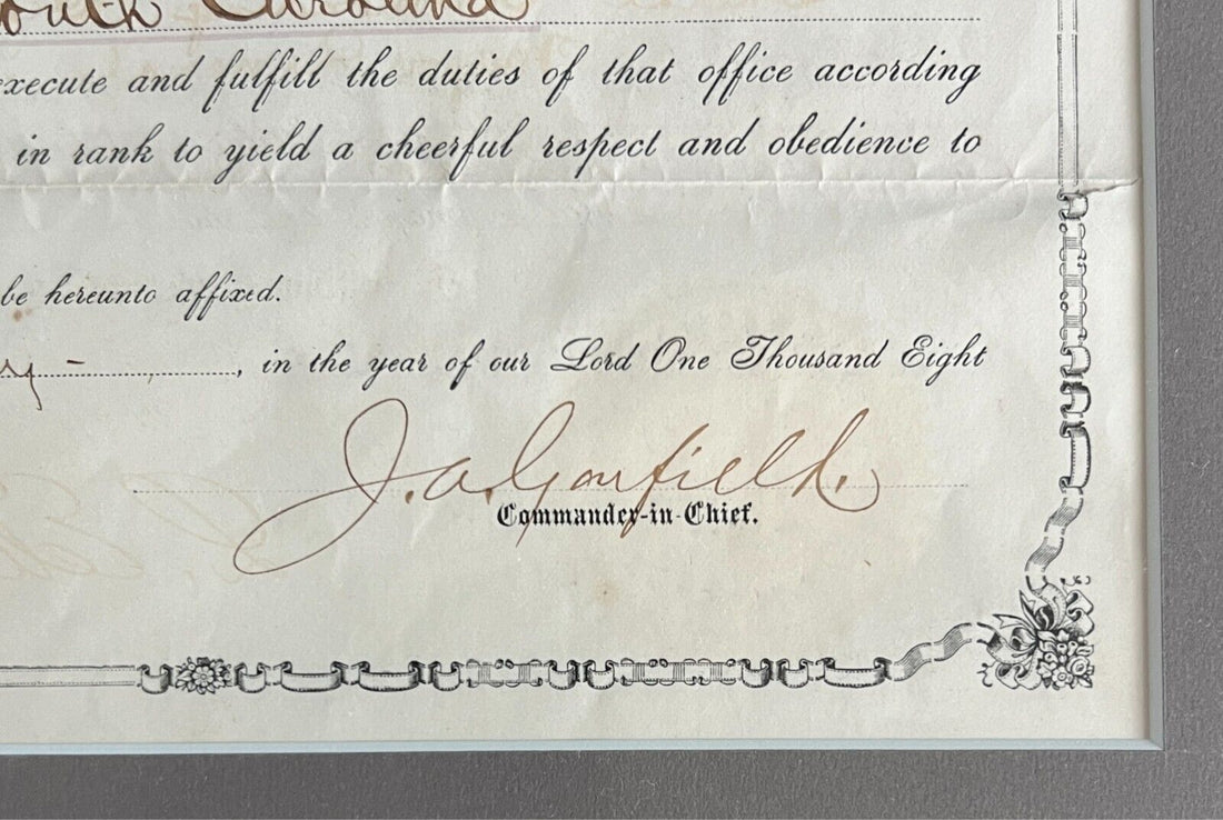 President James A. Garfield Signed Document Display. JSA LOA