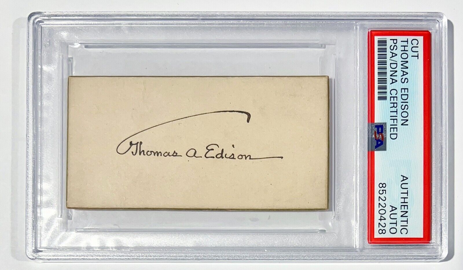 Gorgeous Thomas Edison Signed Autograph Display, Full Name Signature. Auto PSA