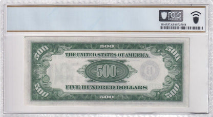 1934 $500 Bill Federal Reserve Note. PCGS Choice Uncirculated UNC 63