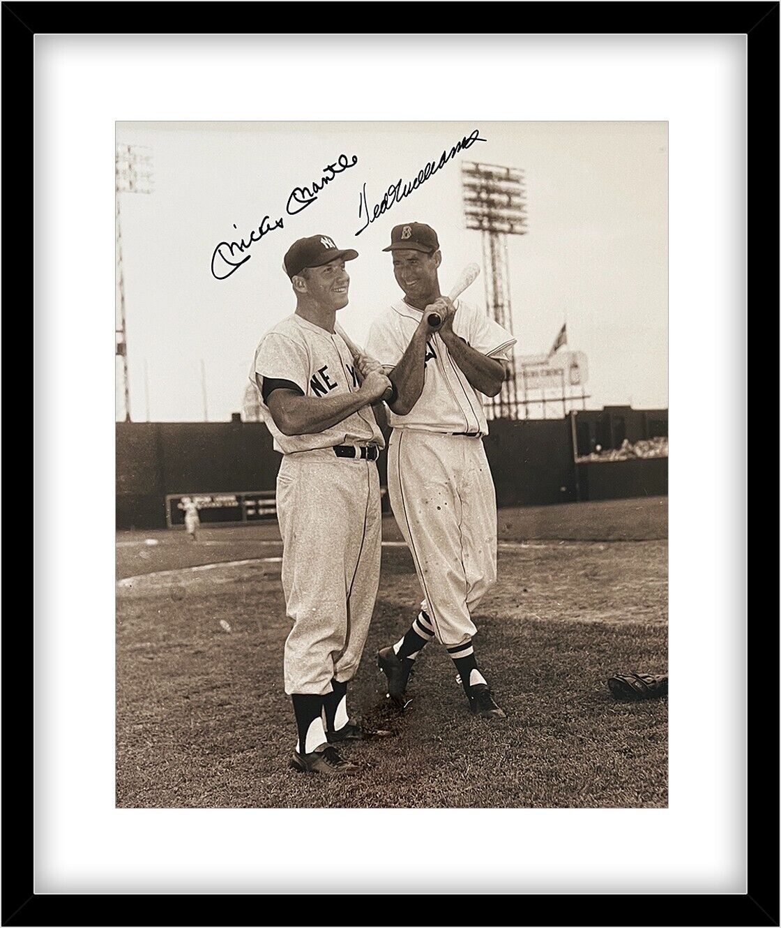 Mickey Mantle &amp; Ted Williams Signed &amp; Framed Photo. JSA LOA