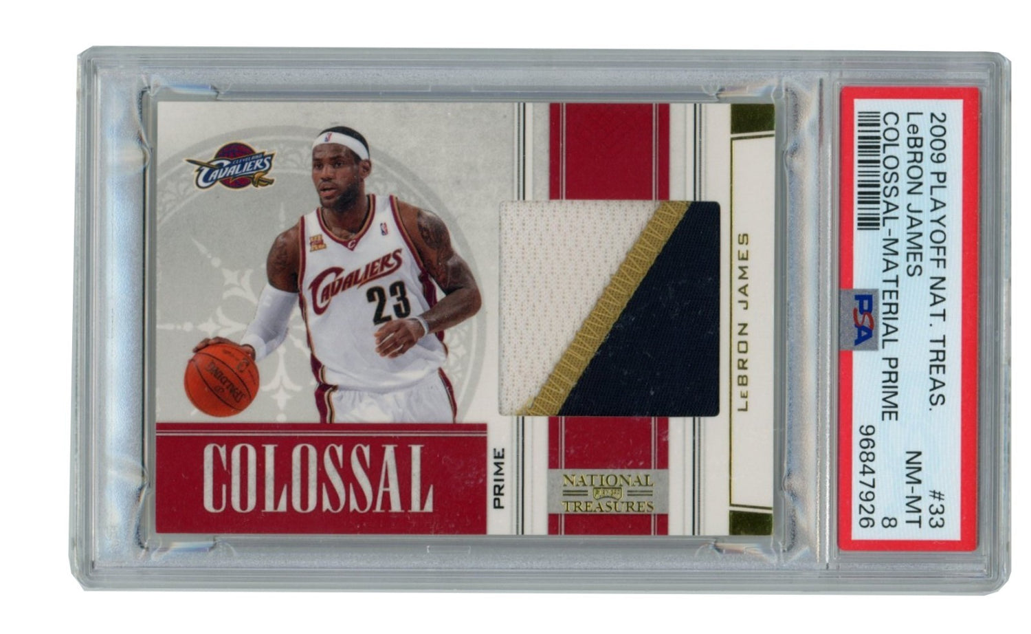 2009 National Treasures LeBron James Game Used Patch LE /10. PSA 80