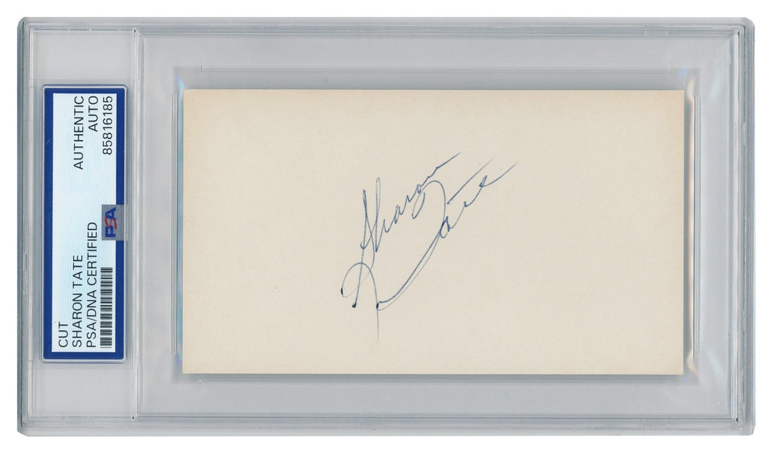 Sharon Tate Signed Index Card, 3x5. d.1969, Rare Autograph. PSA1