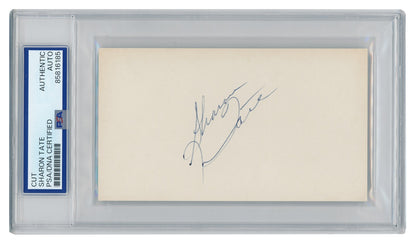 Sharon Tate Signed Index Card, 3x5. d.1969, Rare Autograph. PSA1