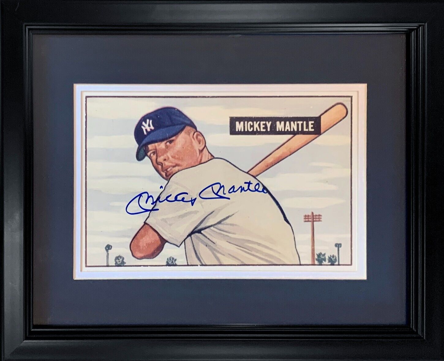 Mickey Mantle Signed 1951 Bowman Rookie Signed 8x10 Photo. Auto JSA