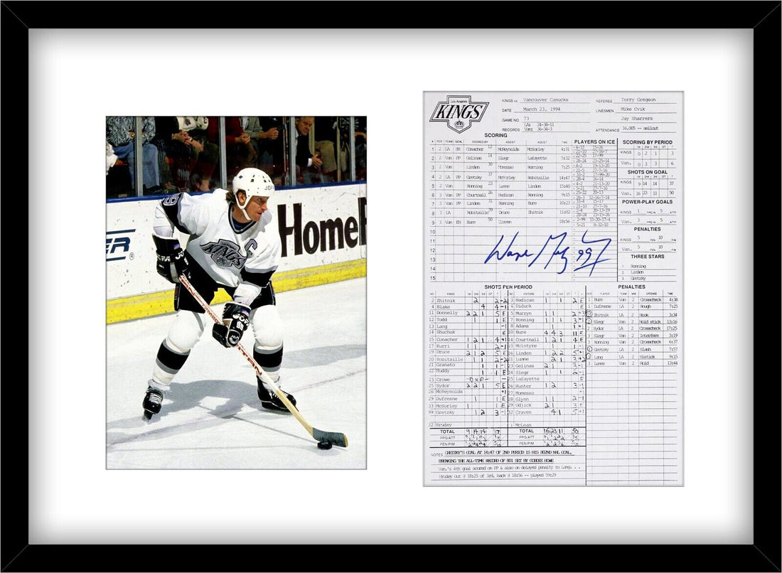 Wayne Gretzky Signed Scoresheet Autograph Display, NHL Goal Record. Auto PSA