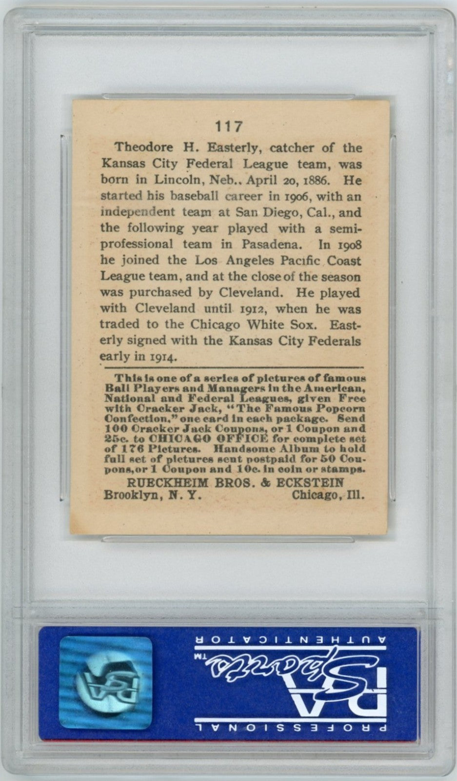 1915 Cracker Jack Ted Easterly PSA 71