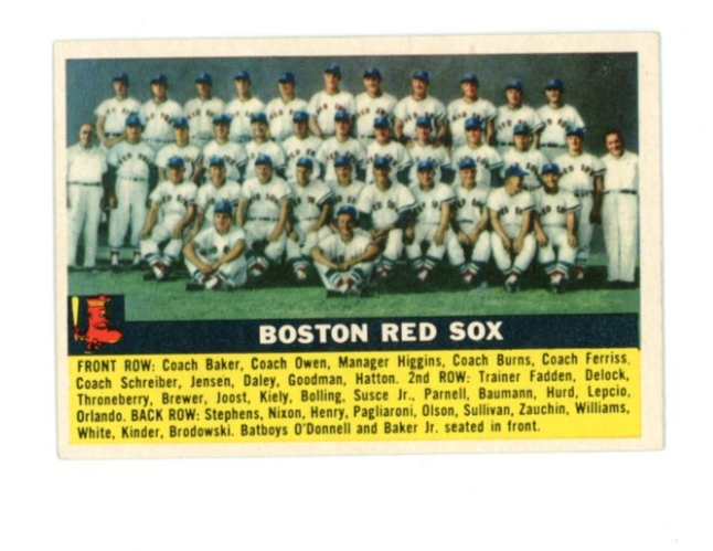 1956 Topps Boston Red Sox Team Gray Back0
