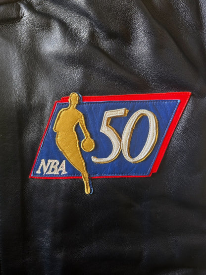 2000s Jeff Hamilton New Jersey Nets NBA Leather Jacket. NBA 50th Anniversary4