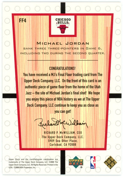 Michael Jordan 2000 Upper Deck Final Floor Game Used 1998 Finals Card. 