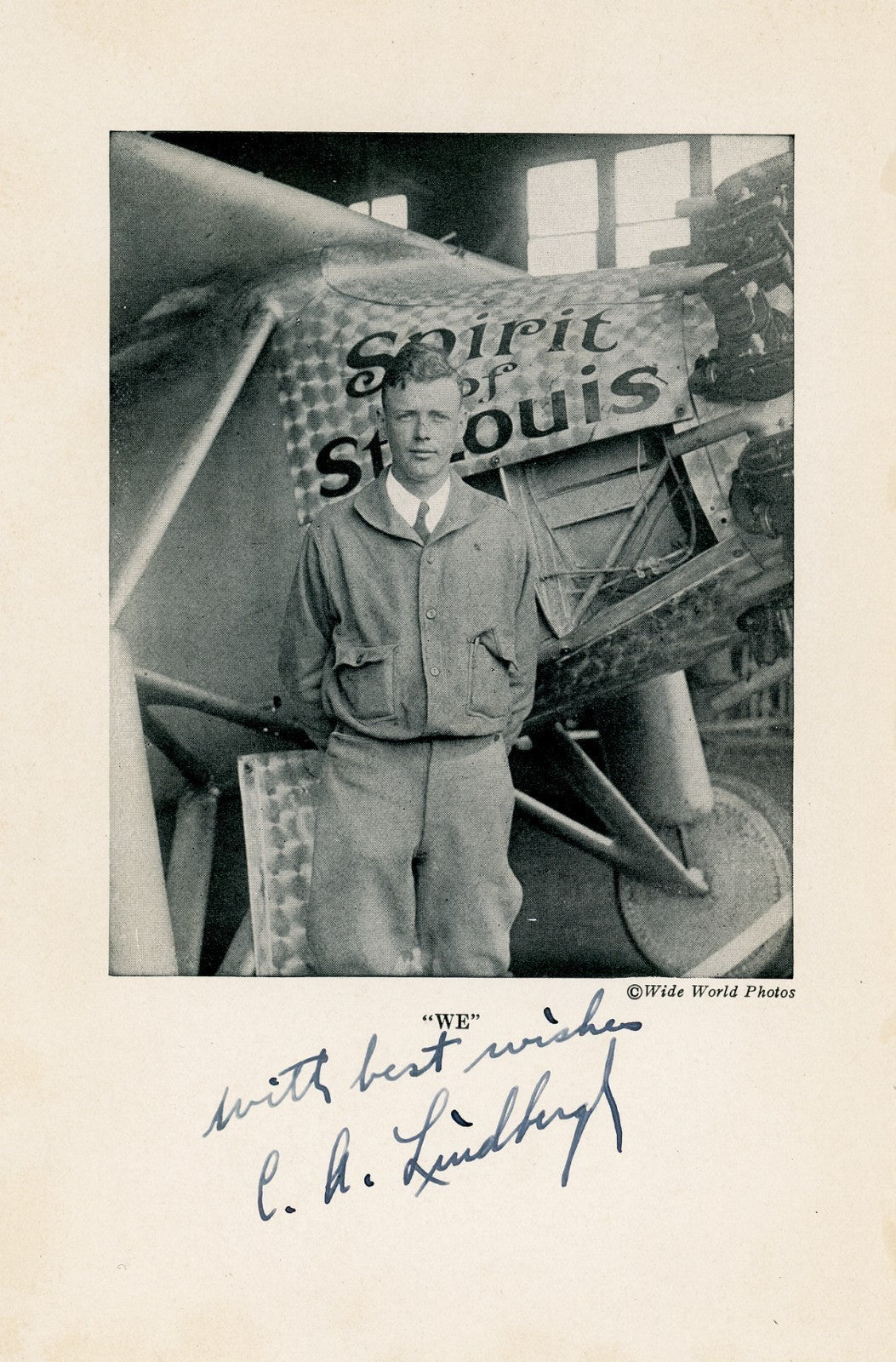 Charles Lindbergh Signed &amp; Inscribed Spirit of St. Louis Photo. PSA2