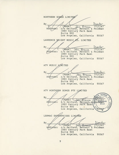 Michael Jackson Signed 1985 Beatles Music Catalog Purchase Document4