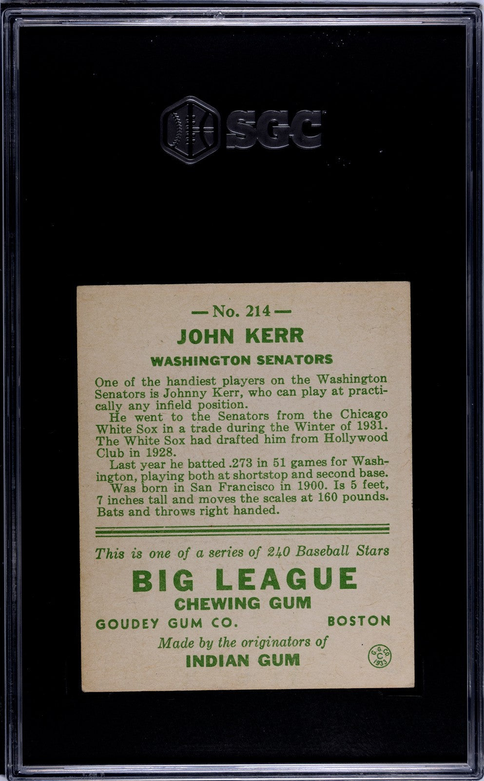 1933 Goudey John Kerr 