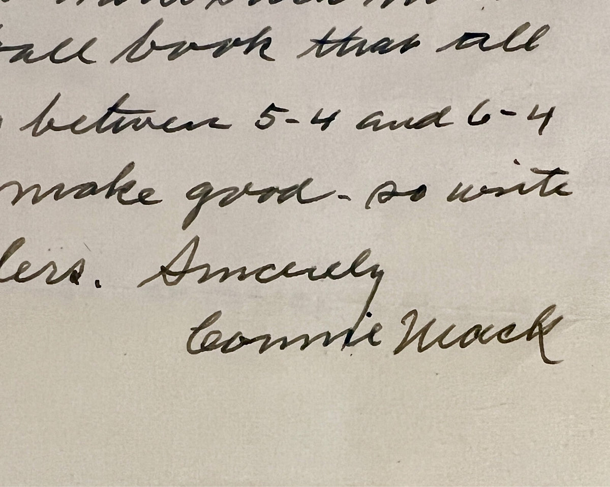 Connie Mack Handwritten Letter with Full Autograph. PSA JSA5
