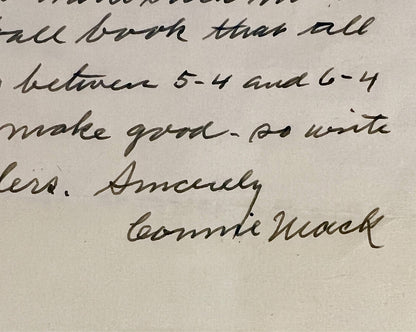 Connie Mack Handwritten Letter with Full Autograph. PSA JSA5