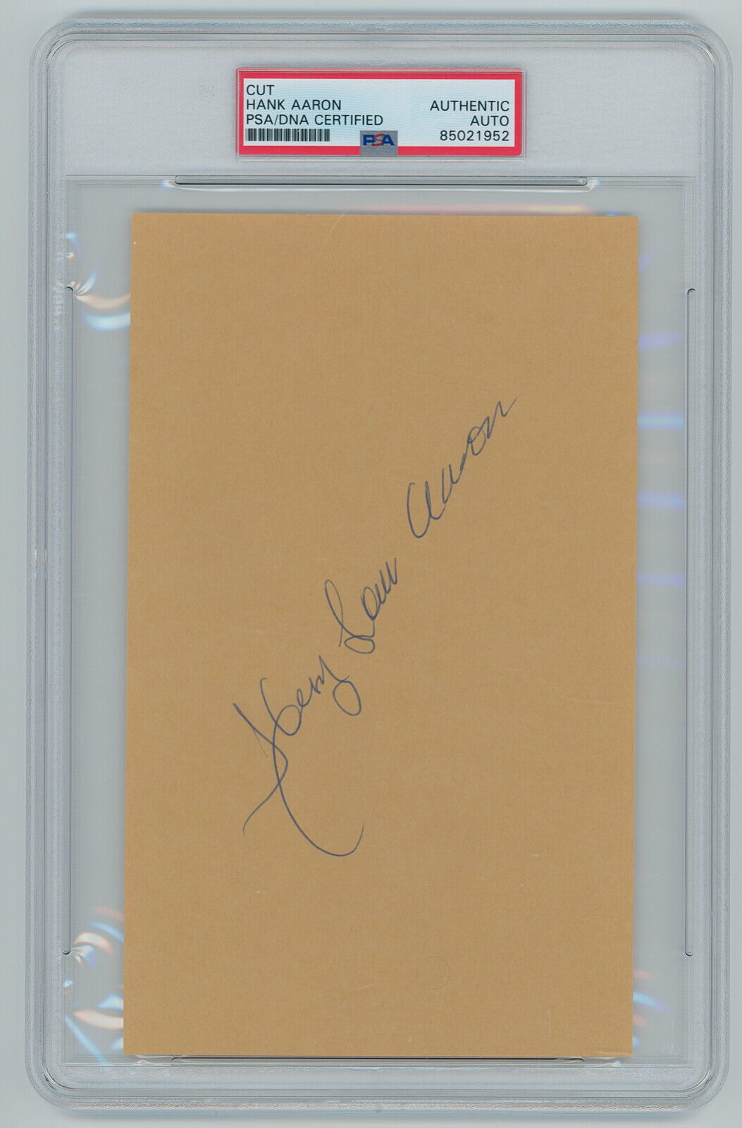 Hank Aaron Rare Full Name Signed Autograph Page. Henry Louis Aaron. PSA