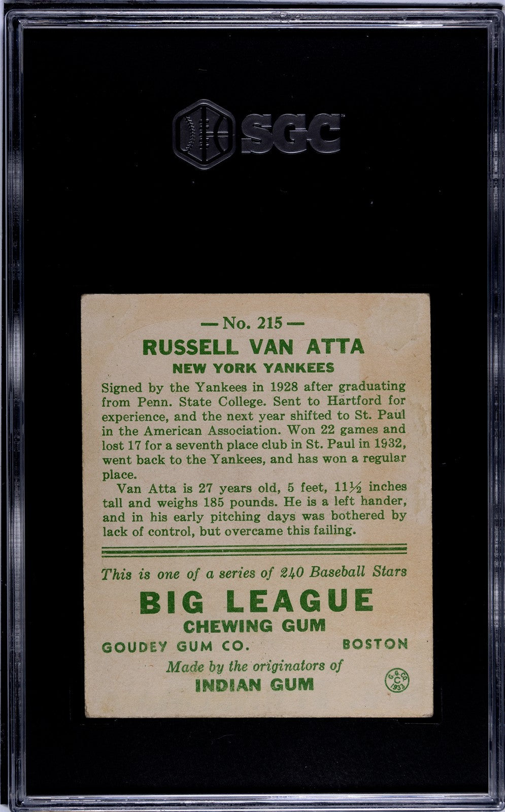 1933 Goudey Russell Van Atta 