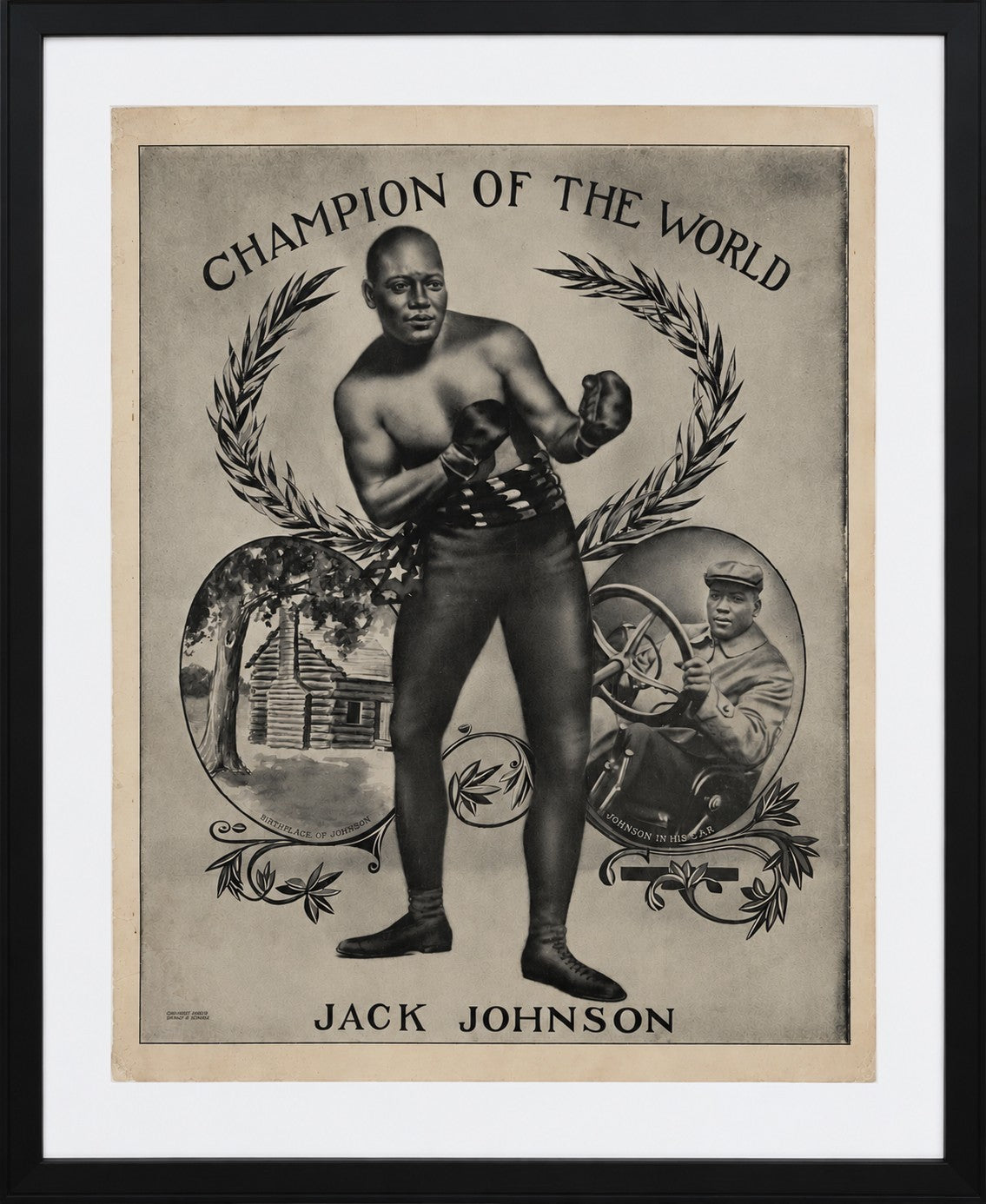 Original Jack Johnson Boxing Poster - 1909 World Heavyweight Champion0