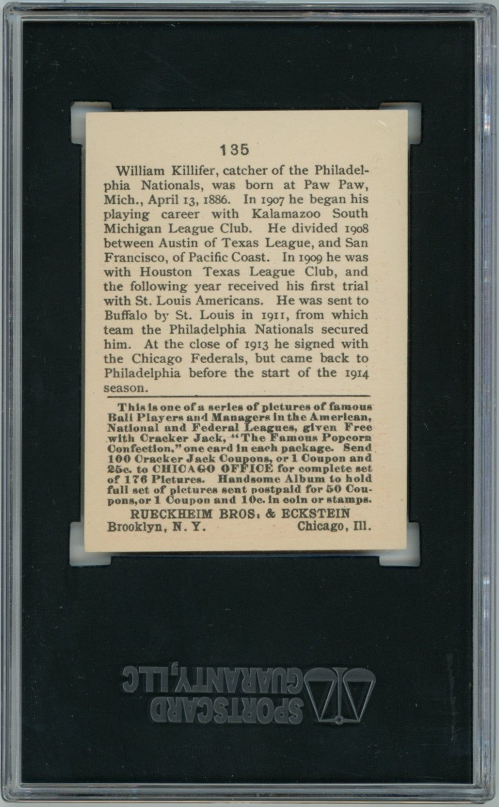 1915 Cracker Bill Killifer SGC 71