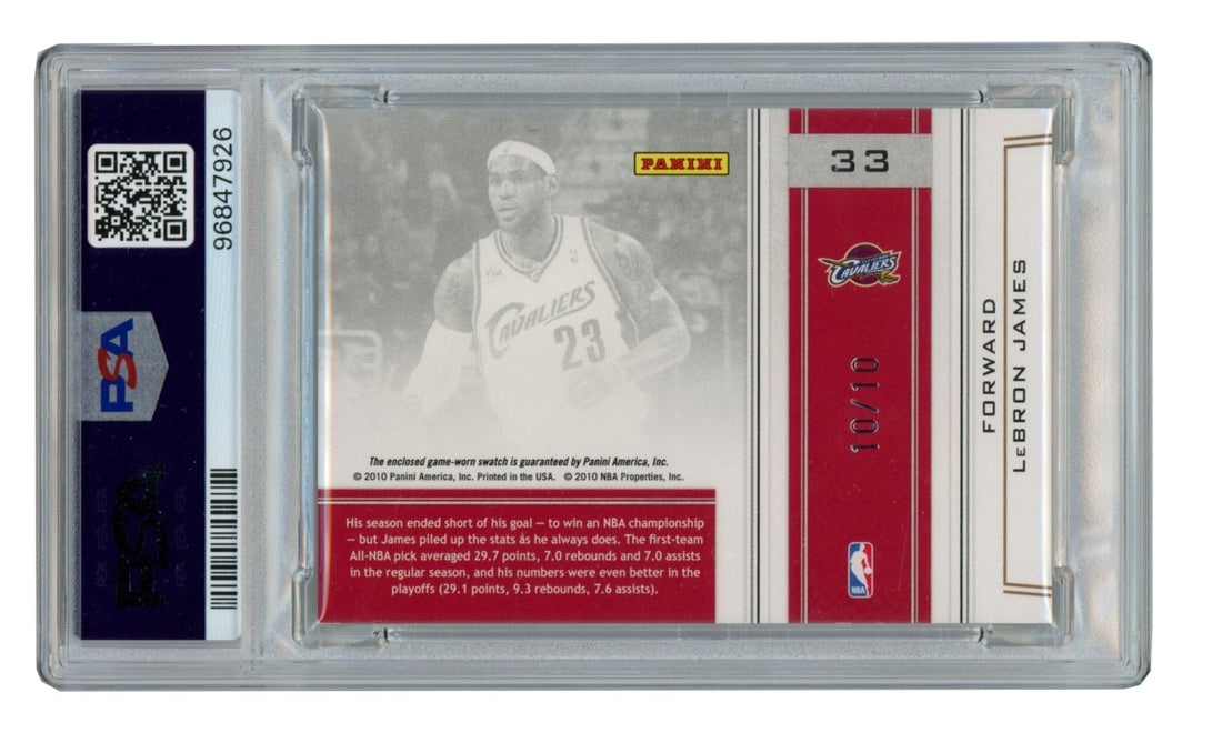 2009 National Treasures LeBron James Game Used Patch LE /10. PSA 81