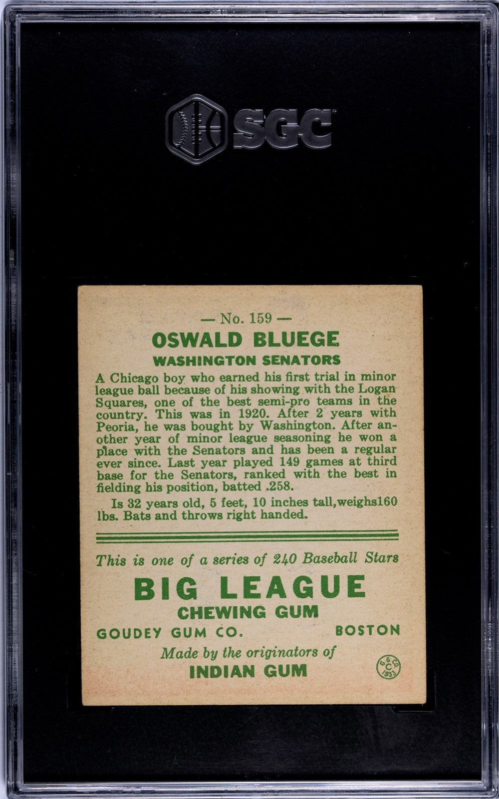 1933 Goudey Oswald Bluege 