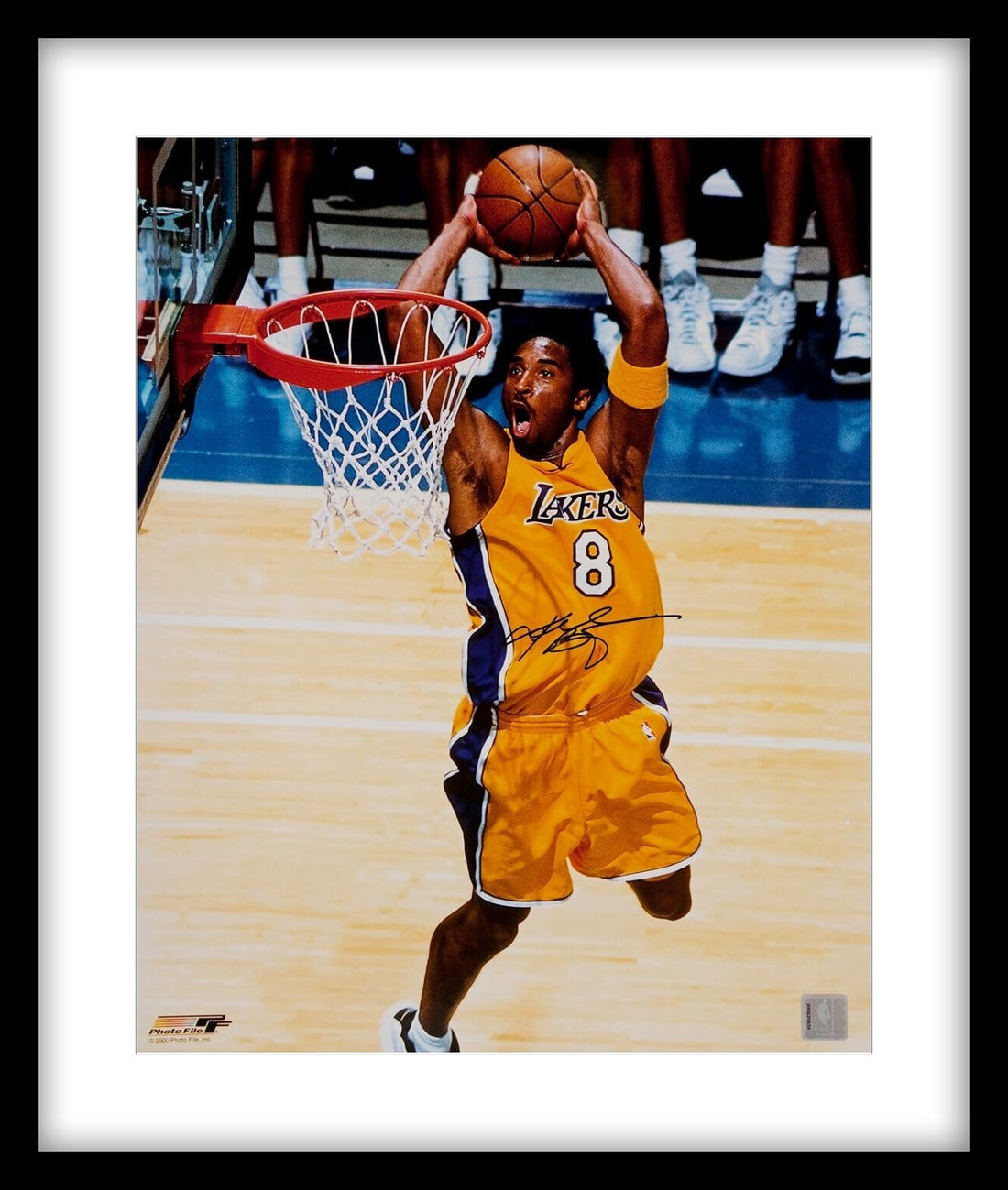 Kobe Bryant Signed &amp; Framed 16" x 20" Photo, Slam Dunk. Auto PSA0