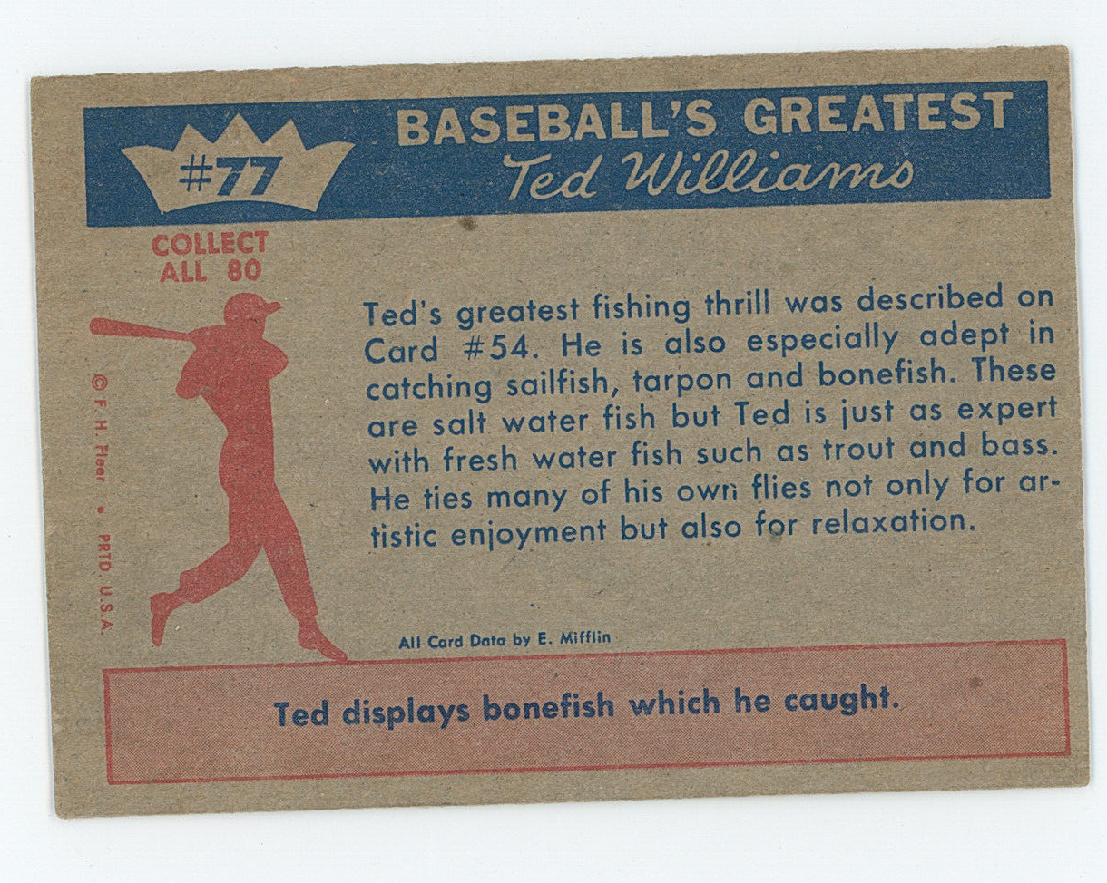 1959 Fleer Ted Williams &quot;Ted Relaxes&quot;. HOF Boston Red Sox. 