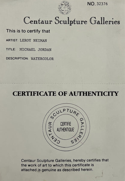 1989 Michael Jordan Original Artwork by LeRoy Neiman, Signed. Unique. PSA3
