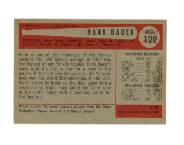 1954 Bowman Hank Bauer1