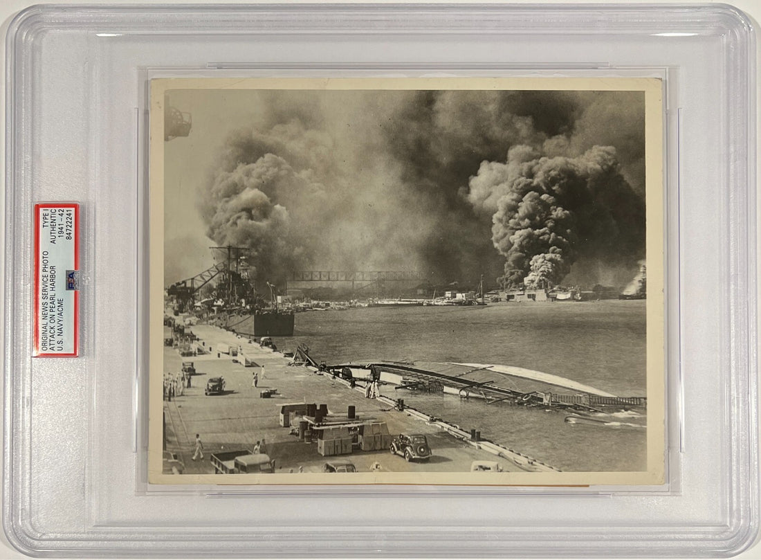 The Bombing of Pearl Harbor, Smoke Fills Hawaiian Sky. PSA Type 1 Original Photo0