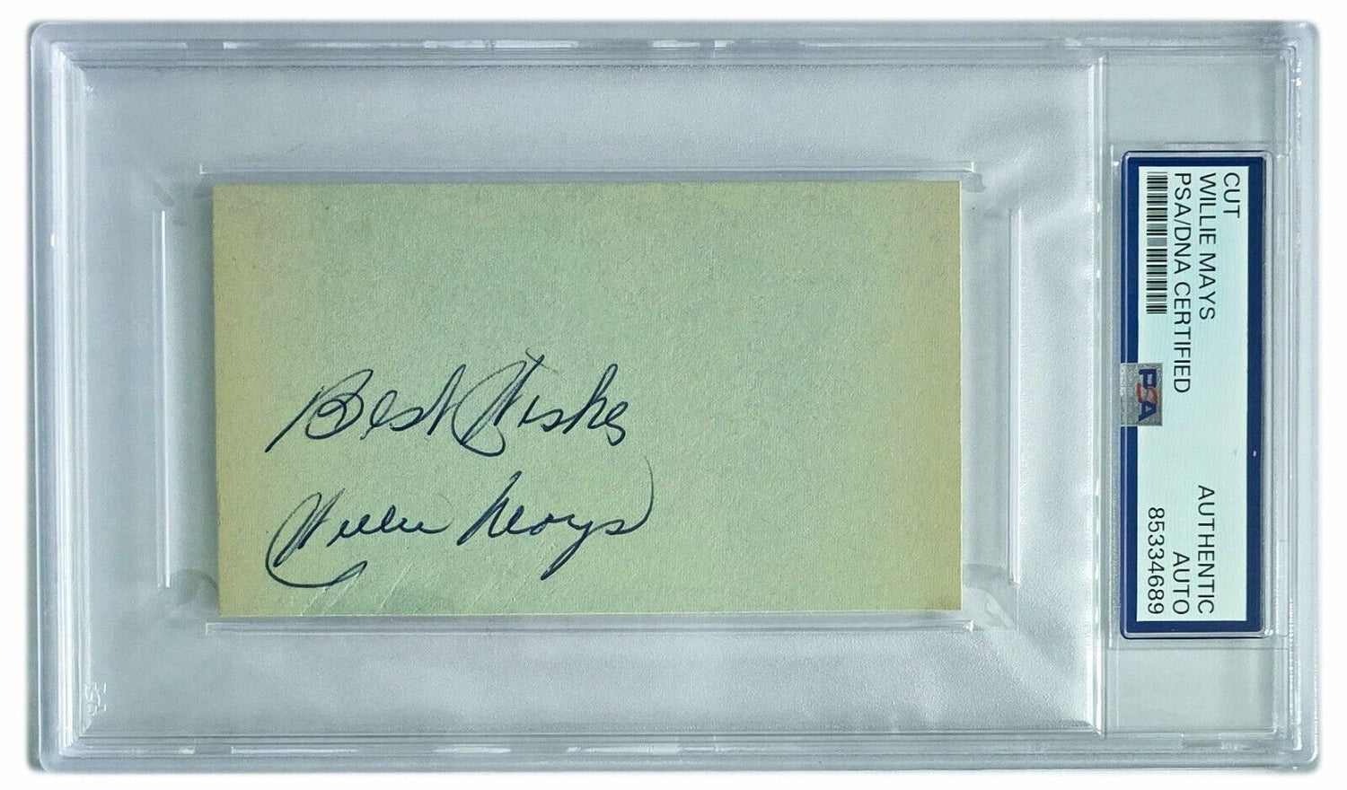 Willie Mays Signature. Inscribed &quot;Best Wishes&quot;. Vintage 1950s Style. PSA/DNA