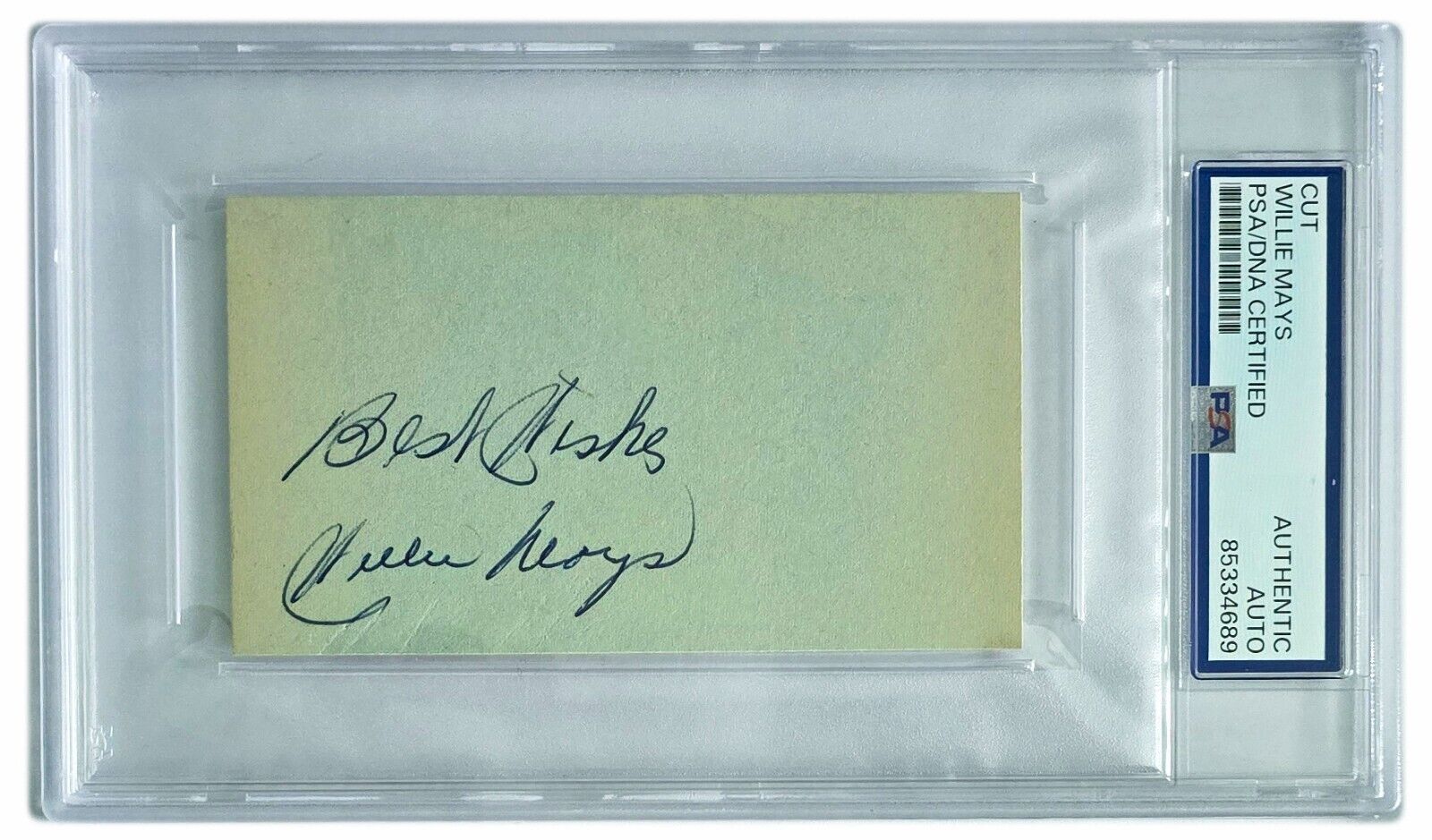 Willie Mays Signature. Inscribed &quot;Best Wishes&quot;. Vintage 1950s Style. PSA/DNA