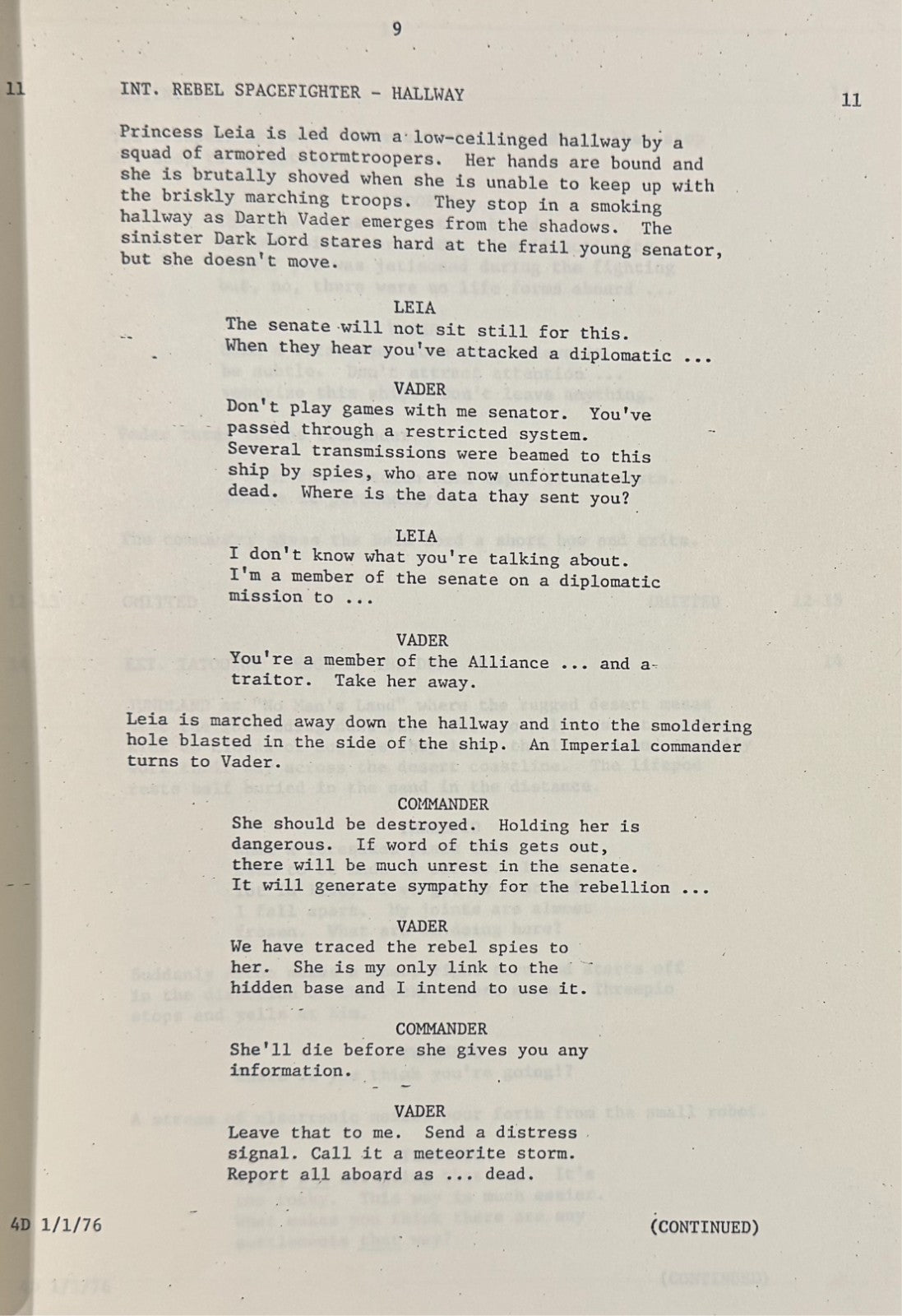 Carrie Fisher Signed Star Wars New Hope 1976 Early Draft Script. PSA Gem Mint 106